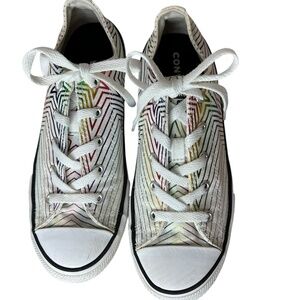 Converse Ox All Star Iridescent Rainbow White Junior Sneaker 4 Big Girl